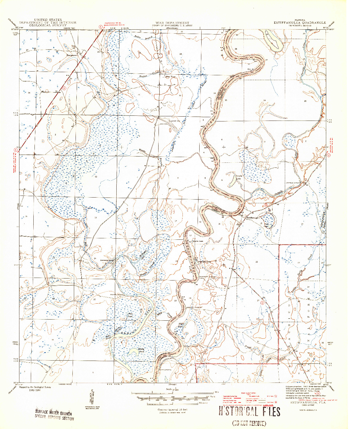 USGS 1:31680-SCALE QUADRANGLE FOR ESTIFFANULGA, FL 1945