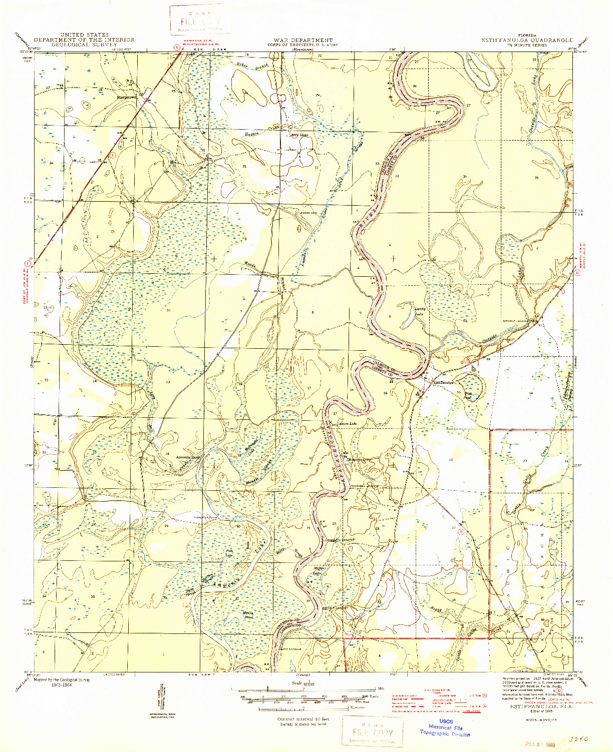 USGS 1:31680-SCALE QUADRANGLE FOR ESTIFFANULGA, FL 1945