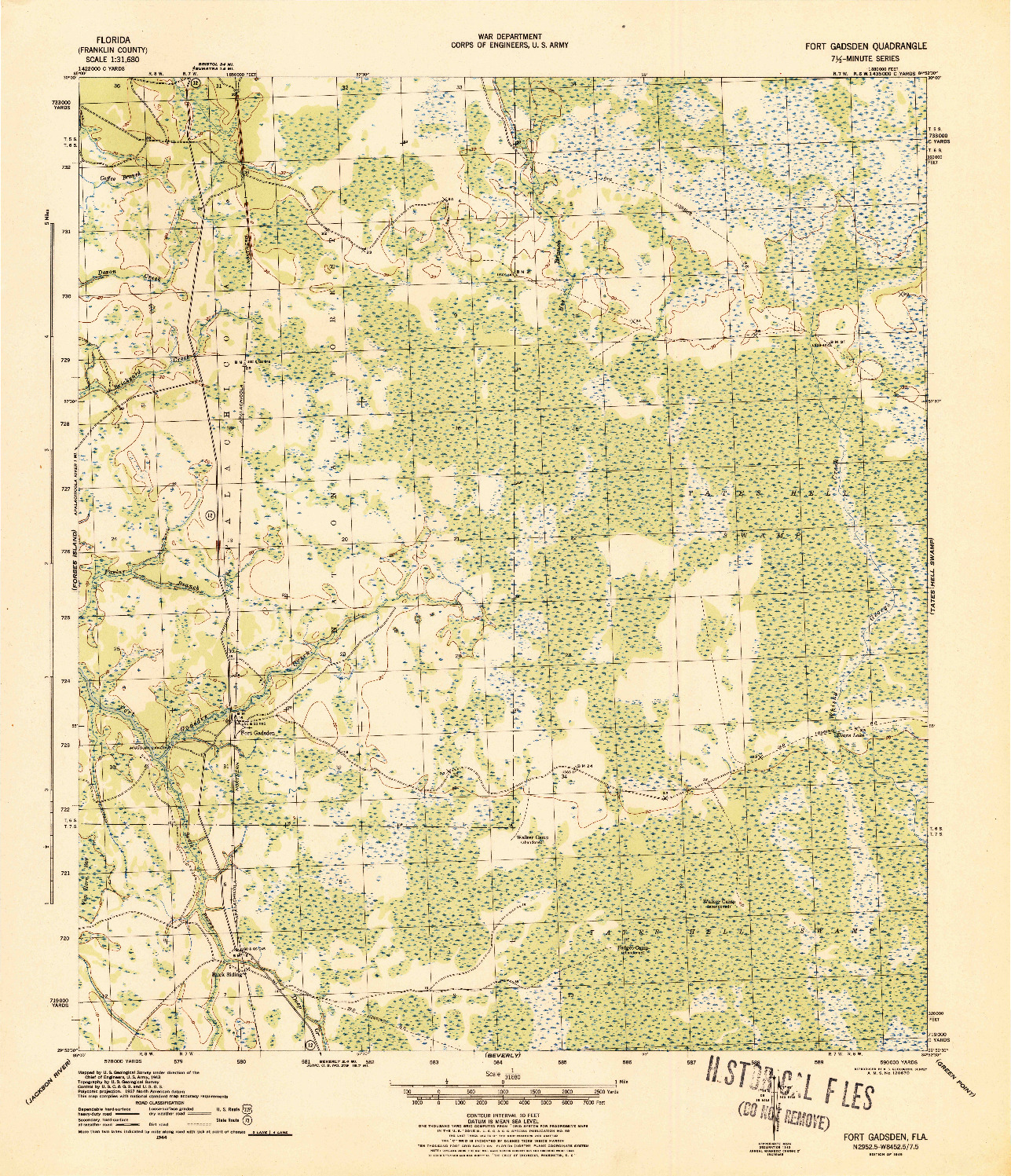 USGS 1:31680-SCALE QUADRANGLE FOR FORT GADSDEN, FL 1945