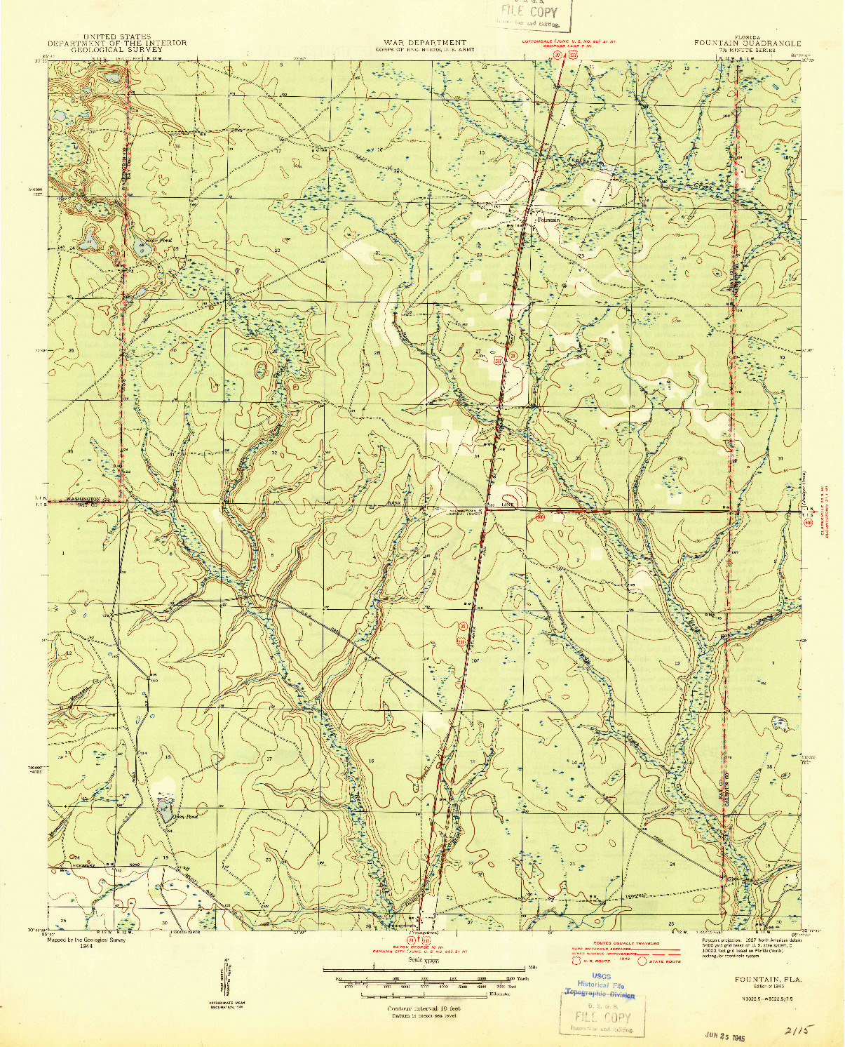 USGS 1:31680-SCALE QUADRANGLE FOR FOUNTAIN, FL 1945