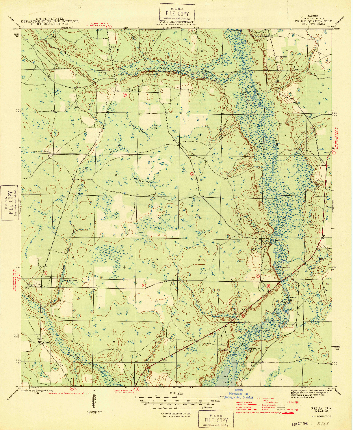 USGS 1:31680-SCALE QUADRANGLE FOR FRINK, FL 1945