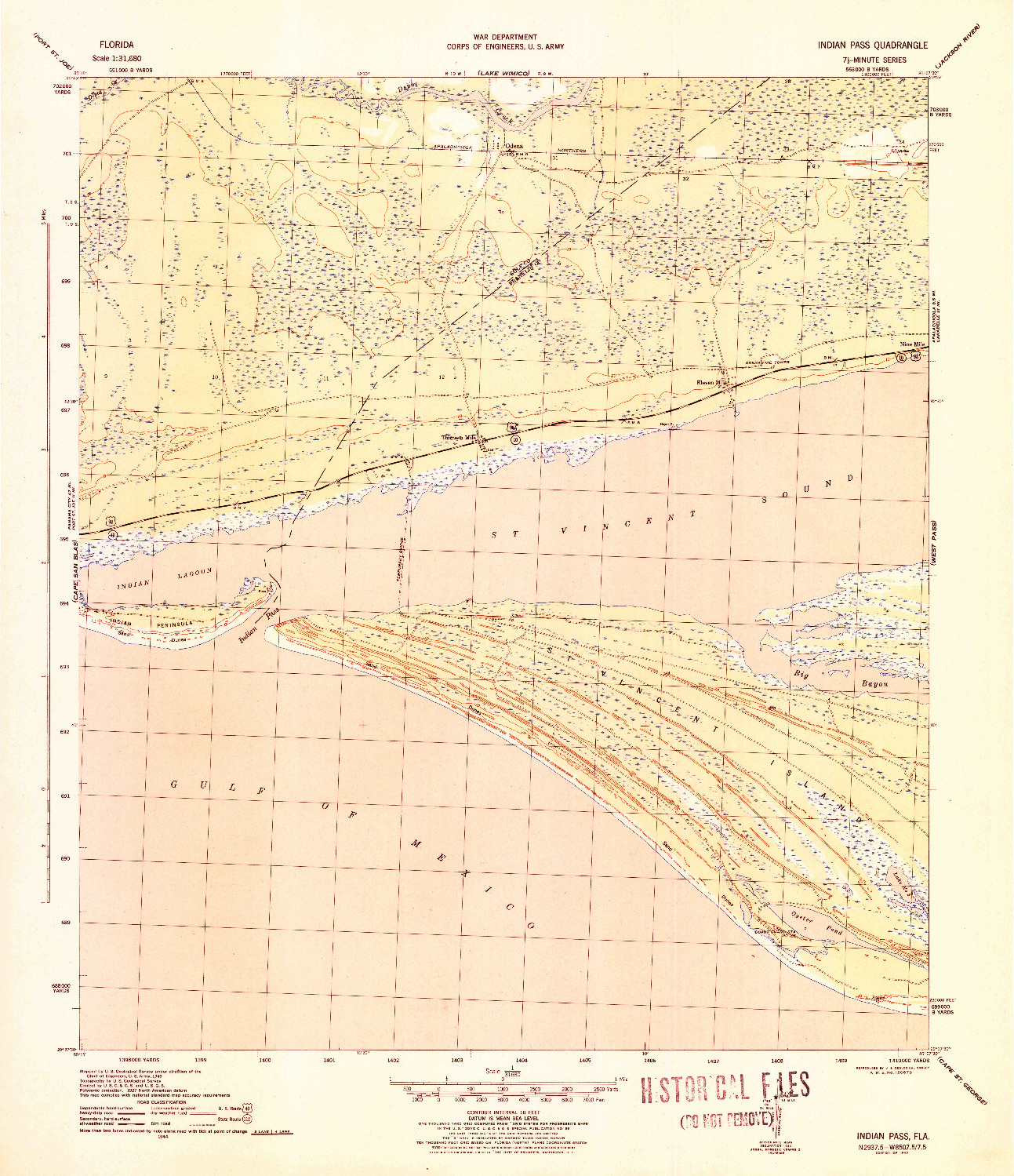 USGS 1:31680-SCALE QUADRANGLE FOR INDIAN PASS, FL 1945