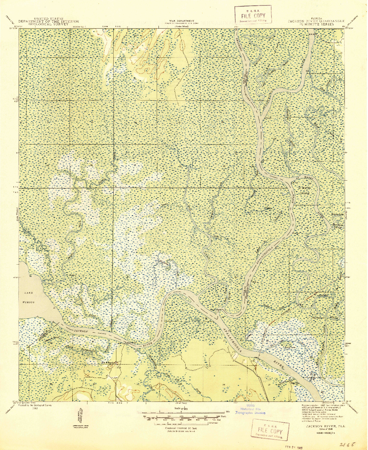 USGS 1:31680-SCALE QUADRANGLE FOR JACKSON RIVER, FL 1945