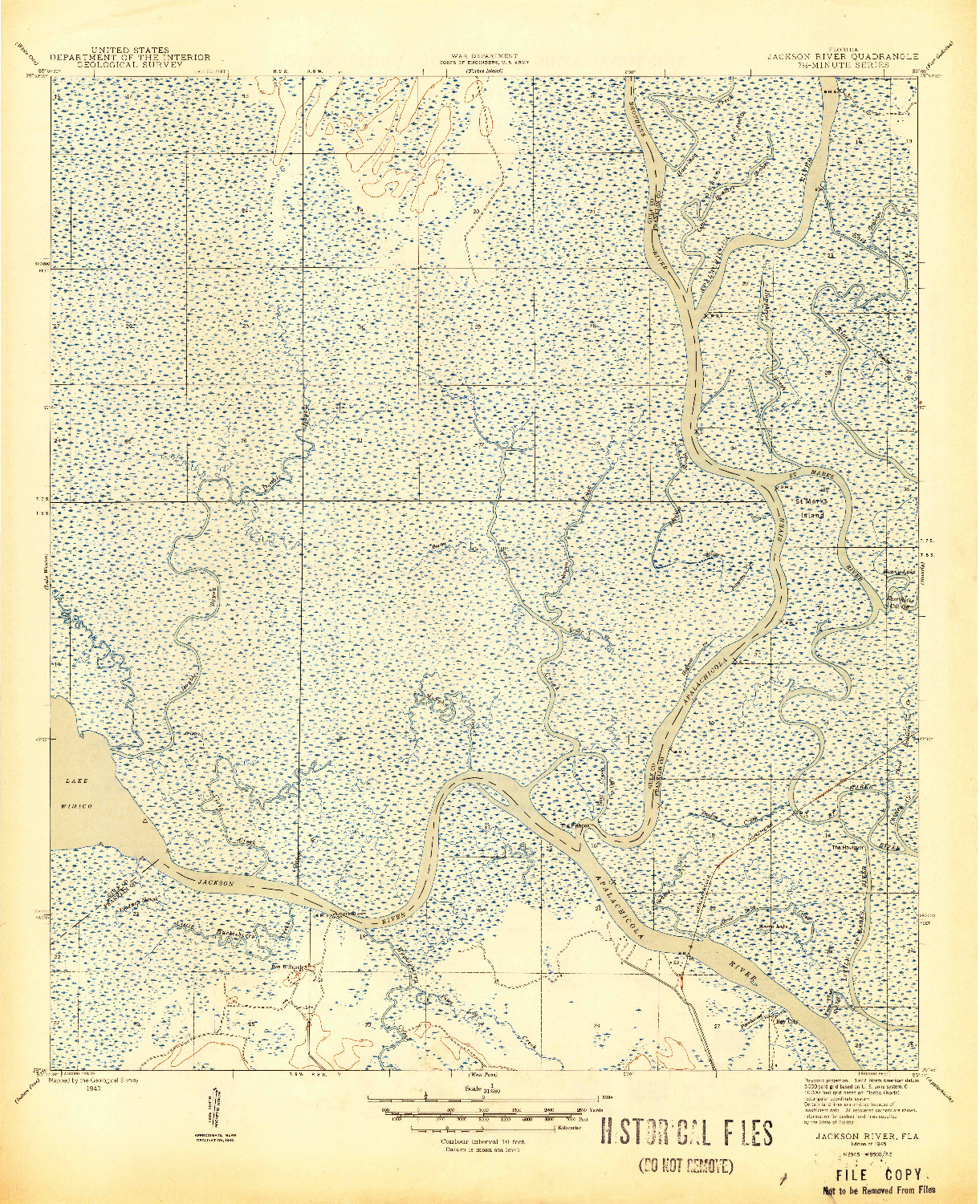 USGS 1:31680-SCALE QUADRANGLE FOR JACKSON RIVER, FL 1945