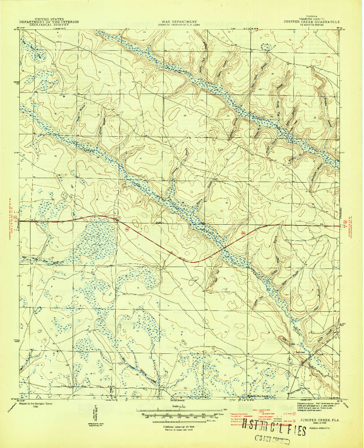 USGS 1:31680-SCALE QUADRANGLE FOR JUNIPER CREEK, FL 1945