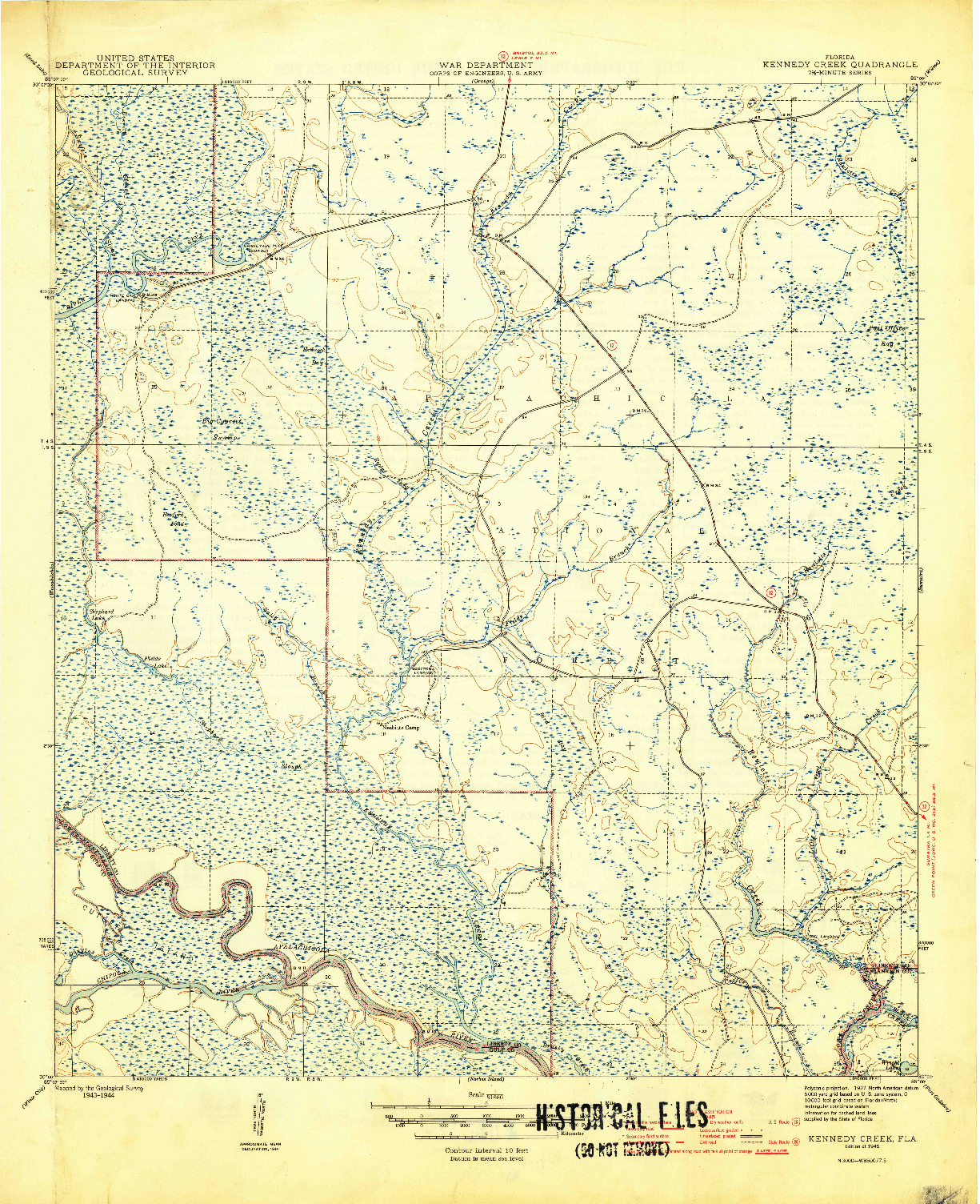 USGS 1:31680-SCALE QUADRANGLE FOR KENNEDY CREEK, FL 1945