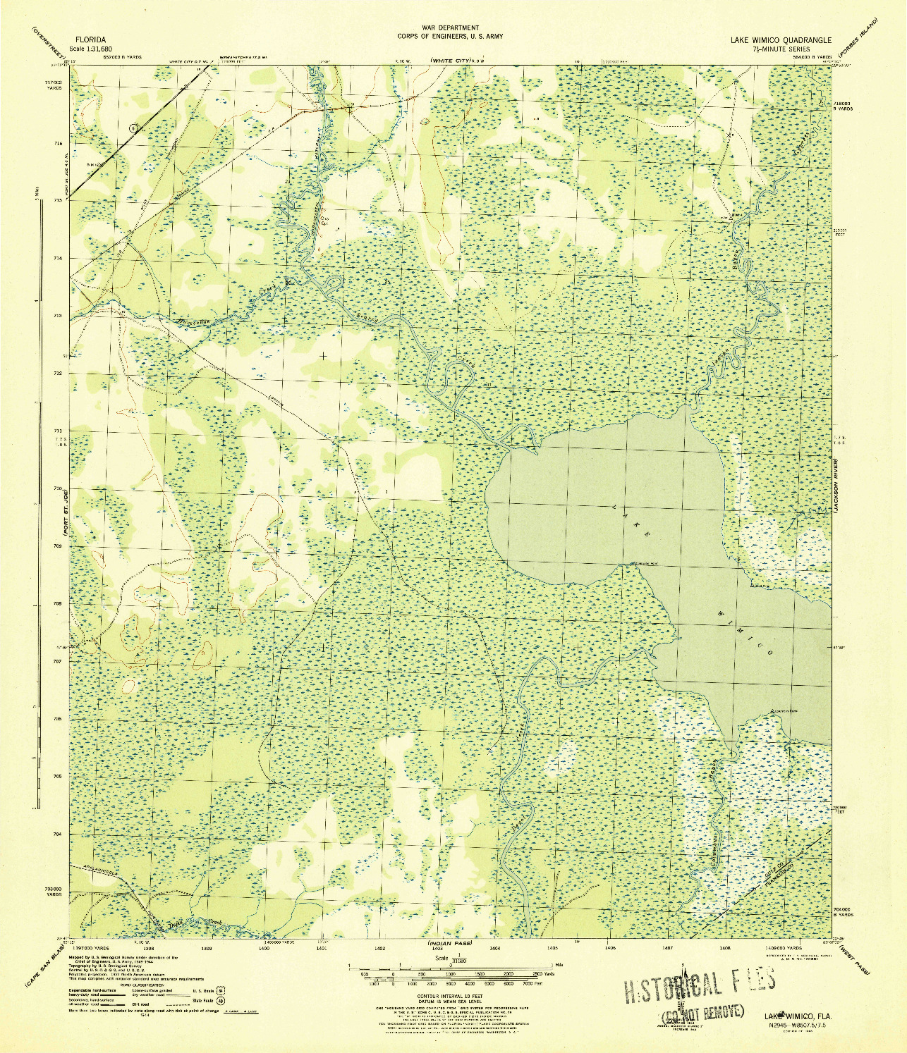 USGS 1:31680-SCALE QUADRANGLE FOR LAKE WIMICO, FL 1945