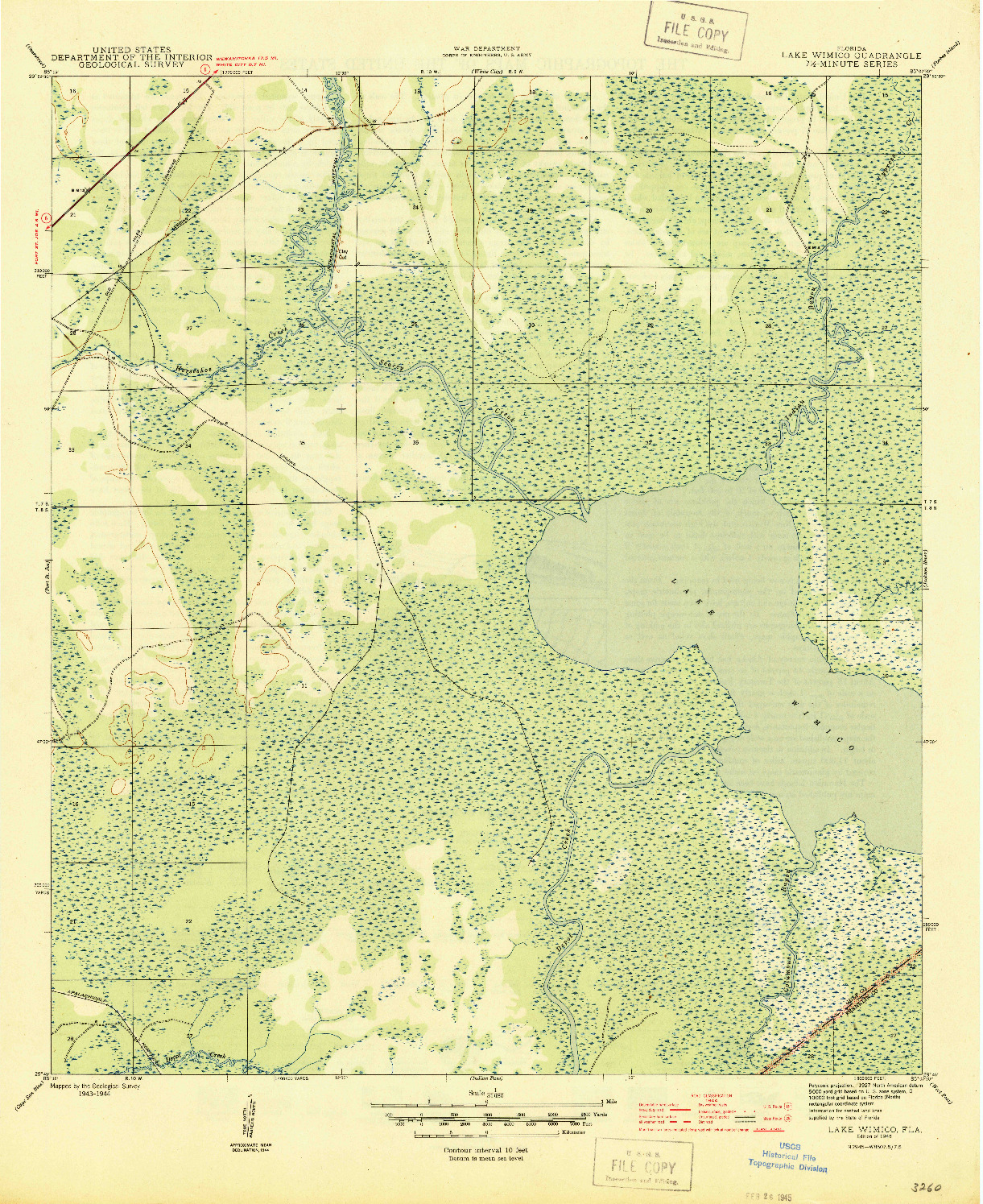 USGS 1:31680-SCALE QUADRANGLE FOR LAKE WIMICO, FL 1945