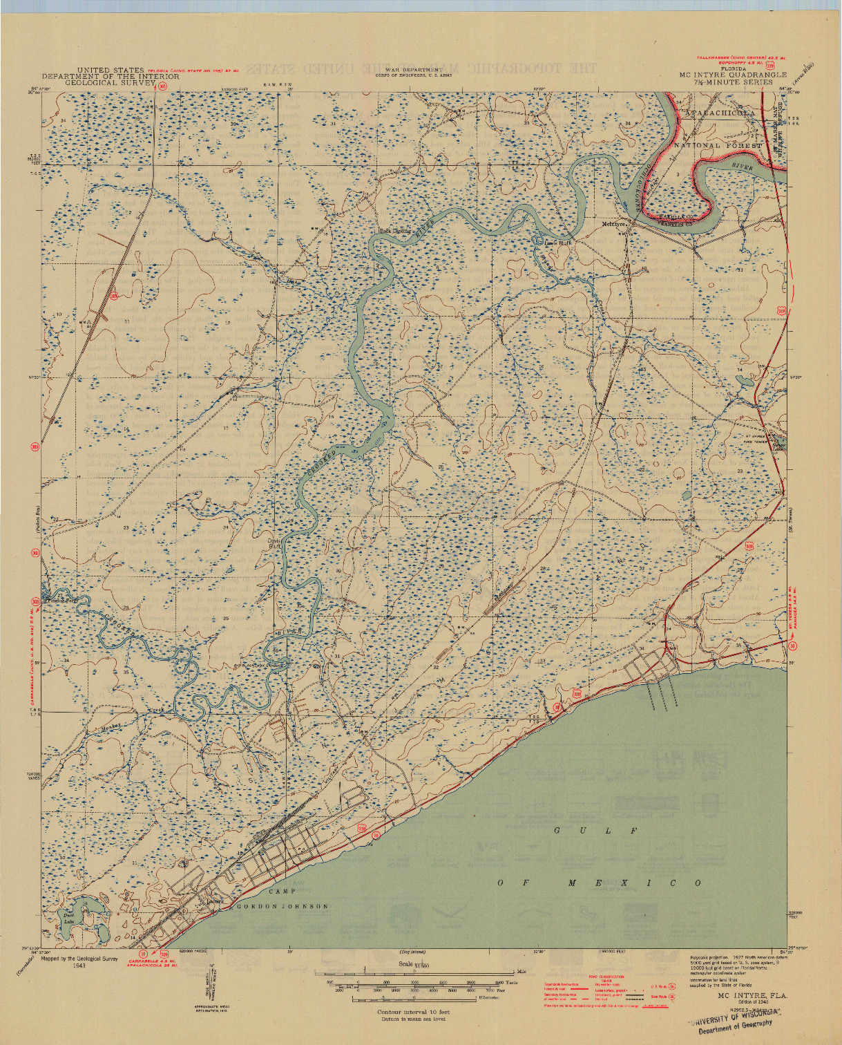 USGS 1:31680-SCALE QUADRANGLE FOR MC INTYRE, FL 1945