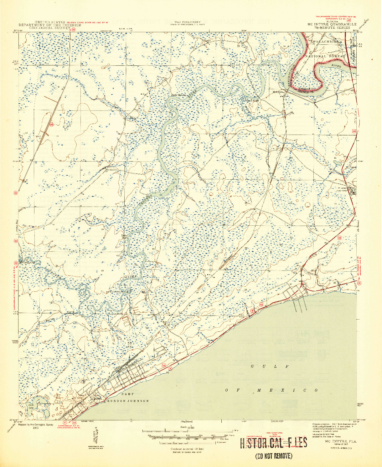 USGS 1:31680-SCALE QUADRANGLE FOR MCINTYRE, FL 1945