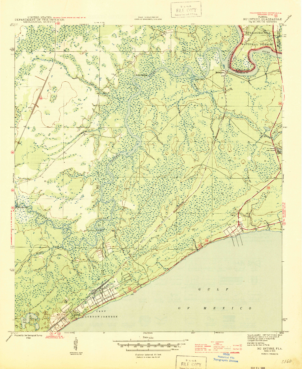 USGS 1:31680-SCALE QUADRANGLE FOR MCINTYRE, FL 1945