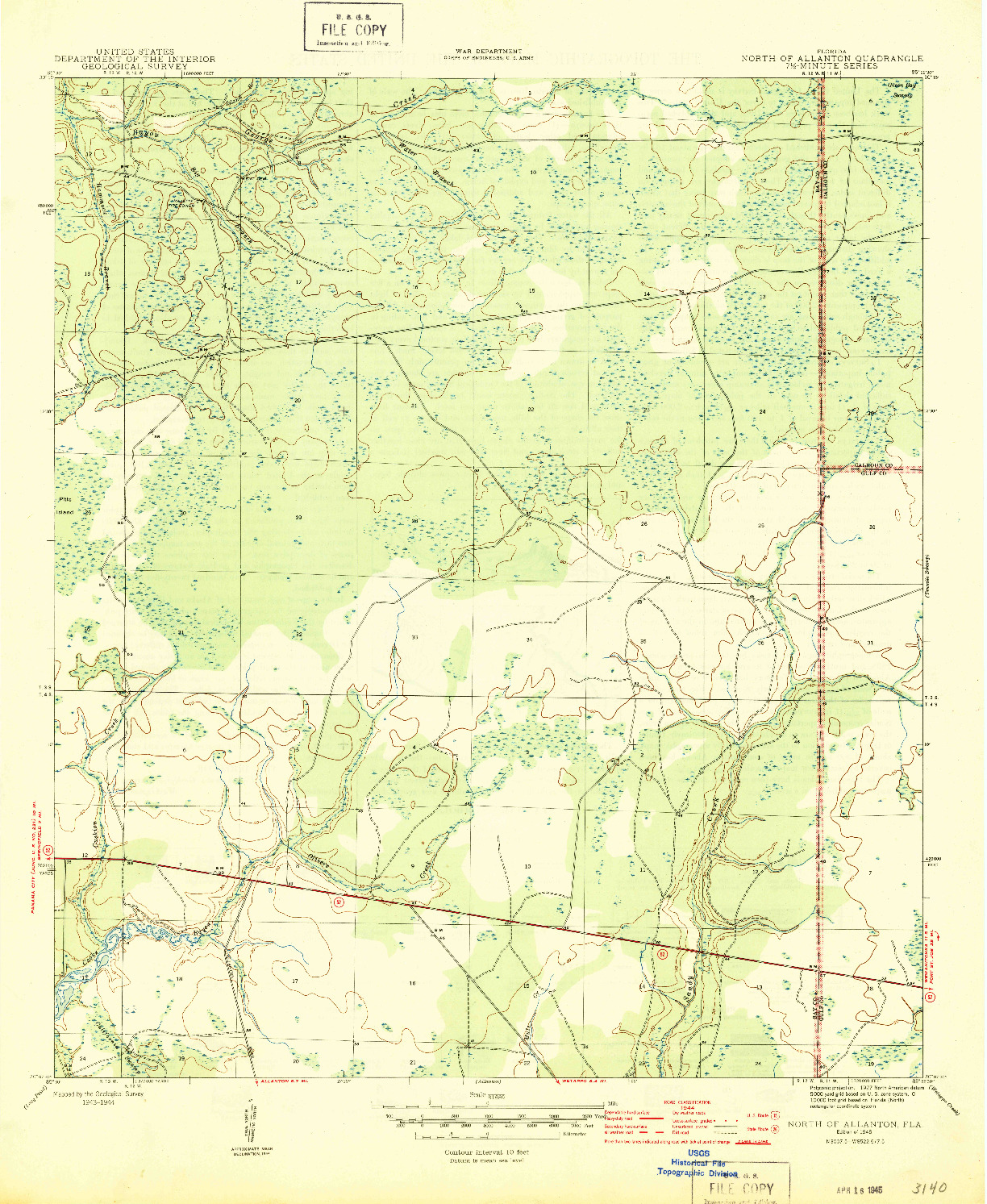 USGS 1:31680-SCALE QUADRANGLE FOR NORTH OF ALLANTON, FL 1945