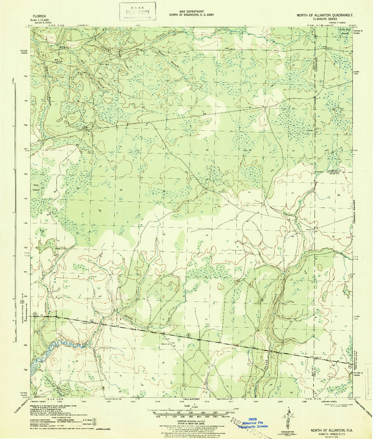 USGS 1:31680-SCALE QUADRANGLE FOR NORTH OF ALLANTON, FL 1945