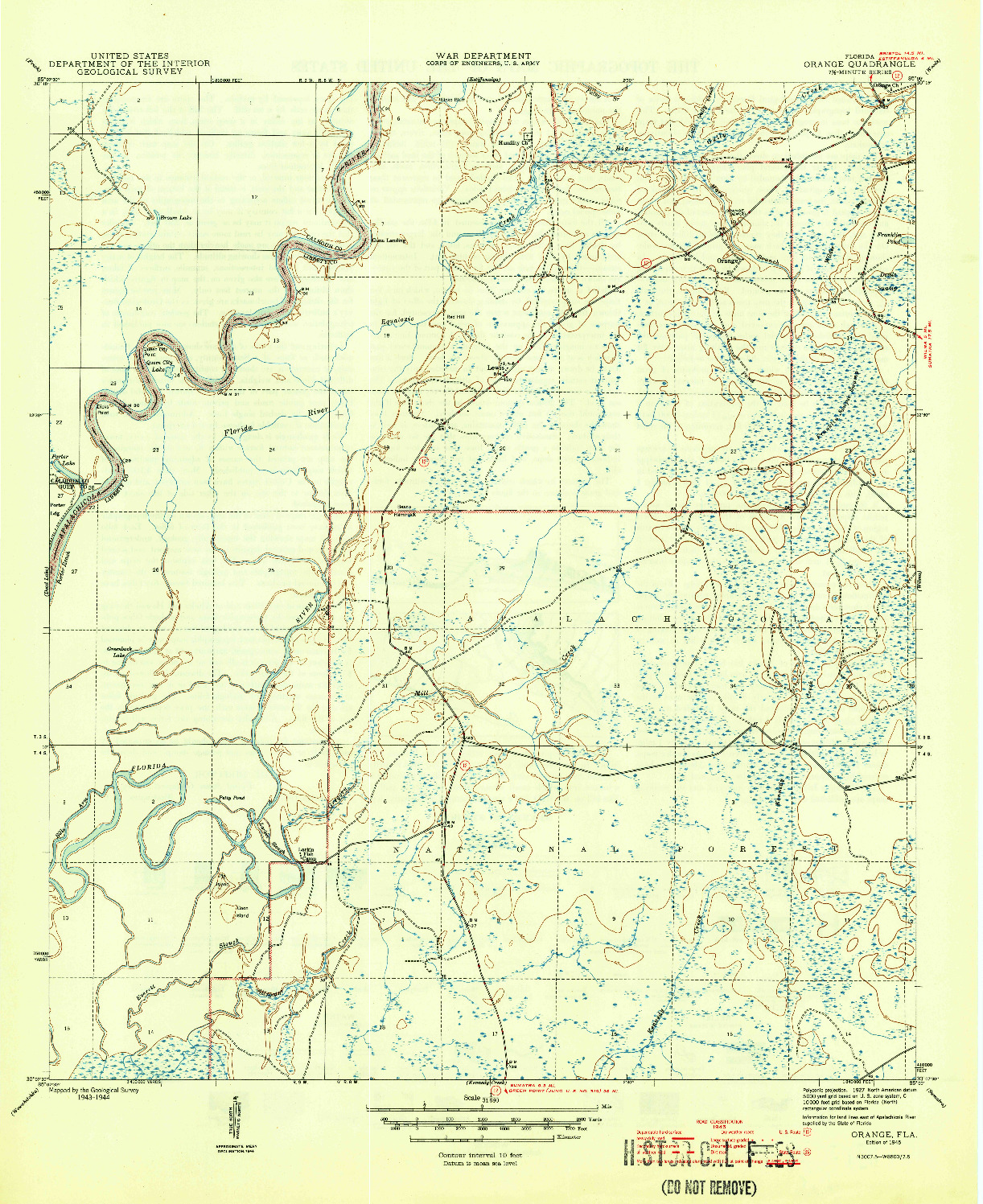 USGS 1:31680-SCALE QUADRANGLE FOR ORANGE, FL 1945
