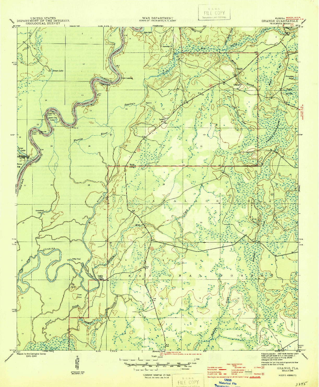 USGS 1:31680-SCALE QUADRANGLE FOR ORANGE, FL 1945