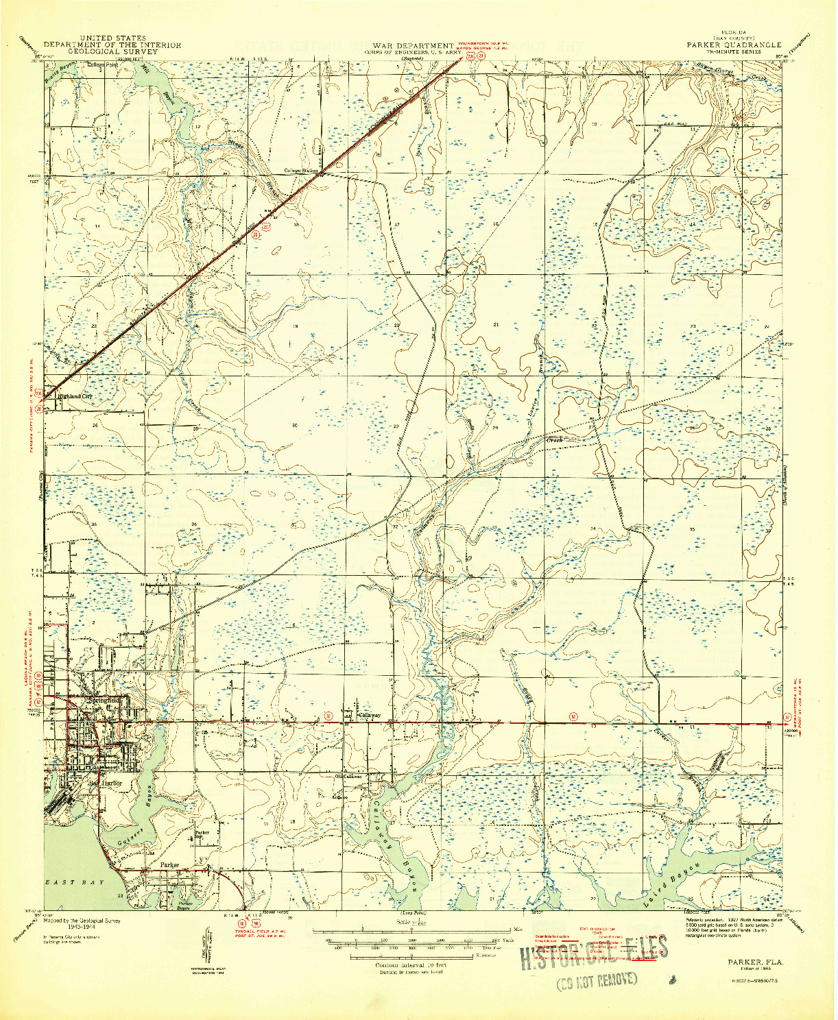 USGS 1:31680-SCALE QUADRANGLE FOR PARKER, FL 1945