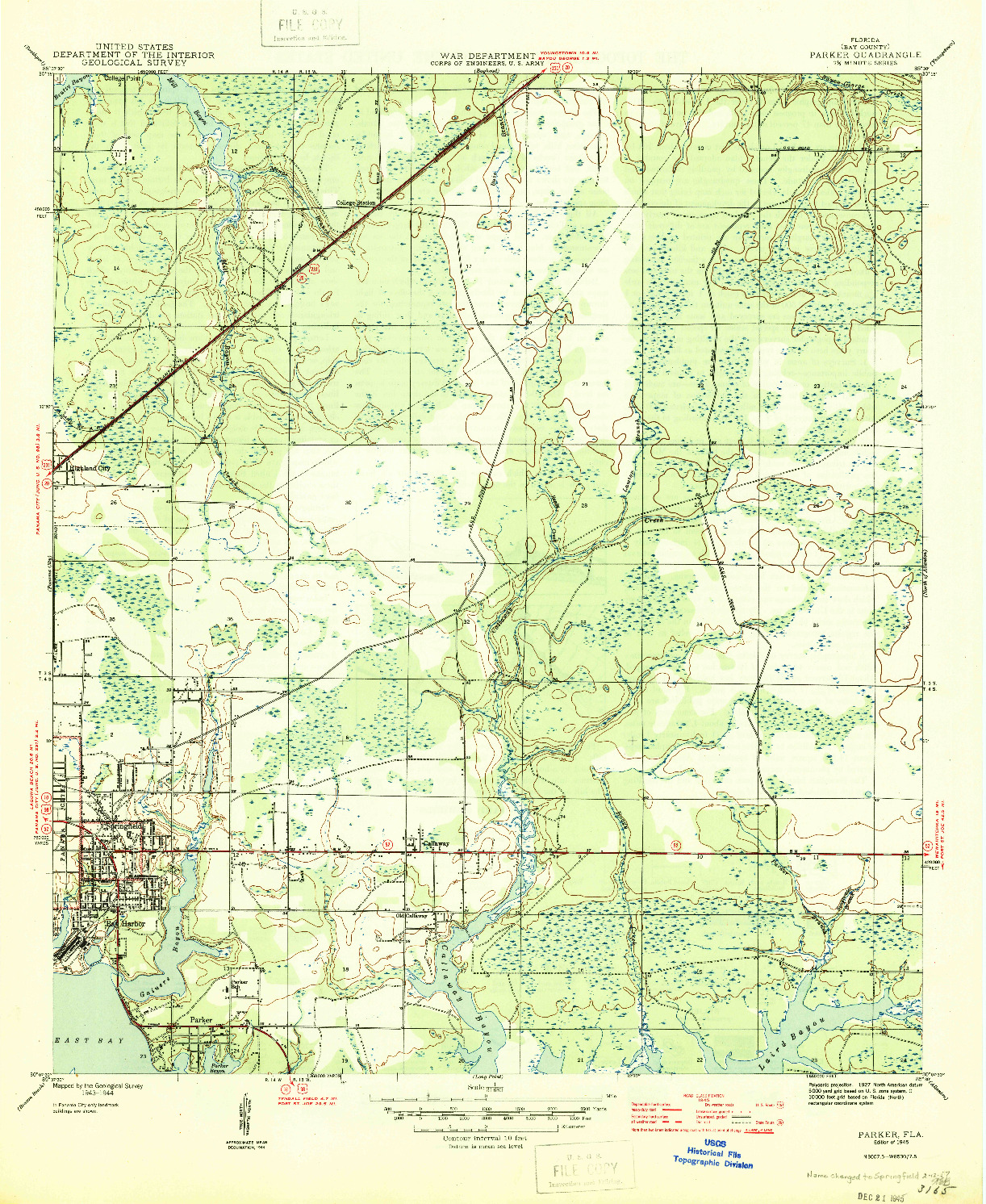 USGS 1:31680-SCALE QUADRANGLE FOR PARKER, FL 1945