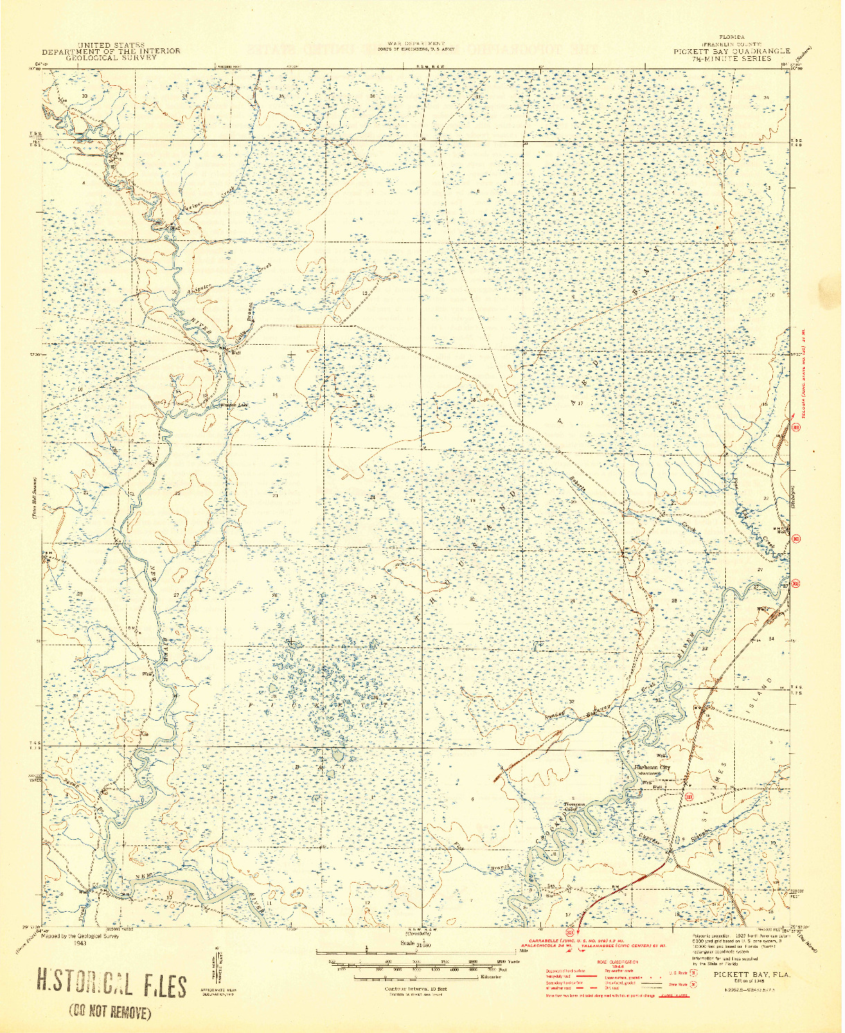 USGS 1:31680-SCALE QUADRANGLE FOR PICKETT BAY, FL 1945