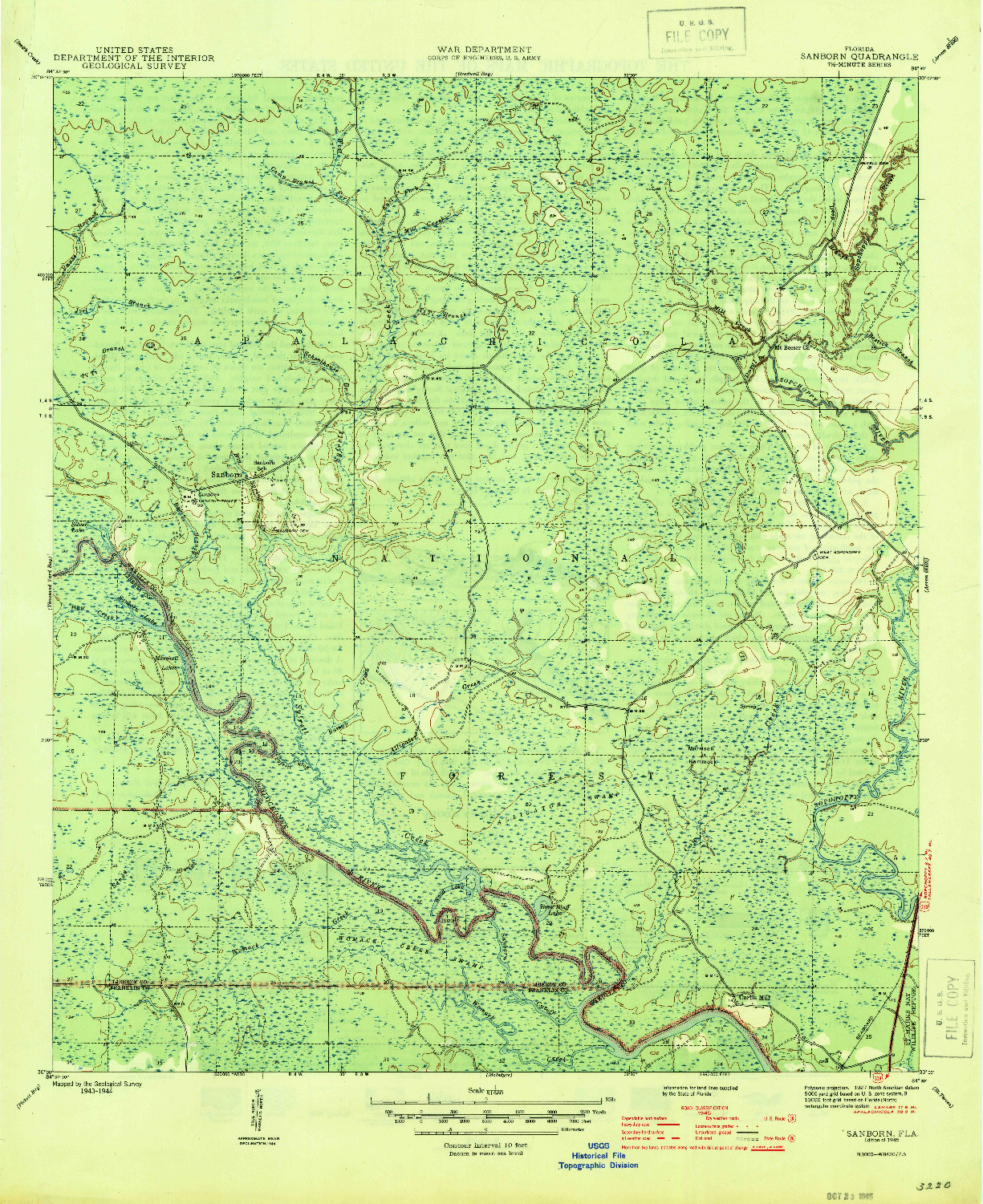 USGS 1:31680-SCALE QUADRANGLE FOR SANBORN, FL 1945