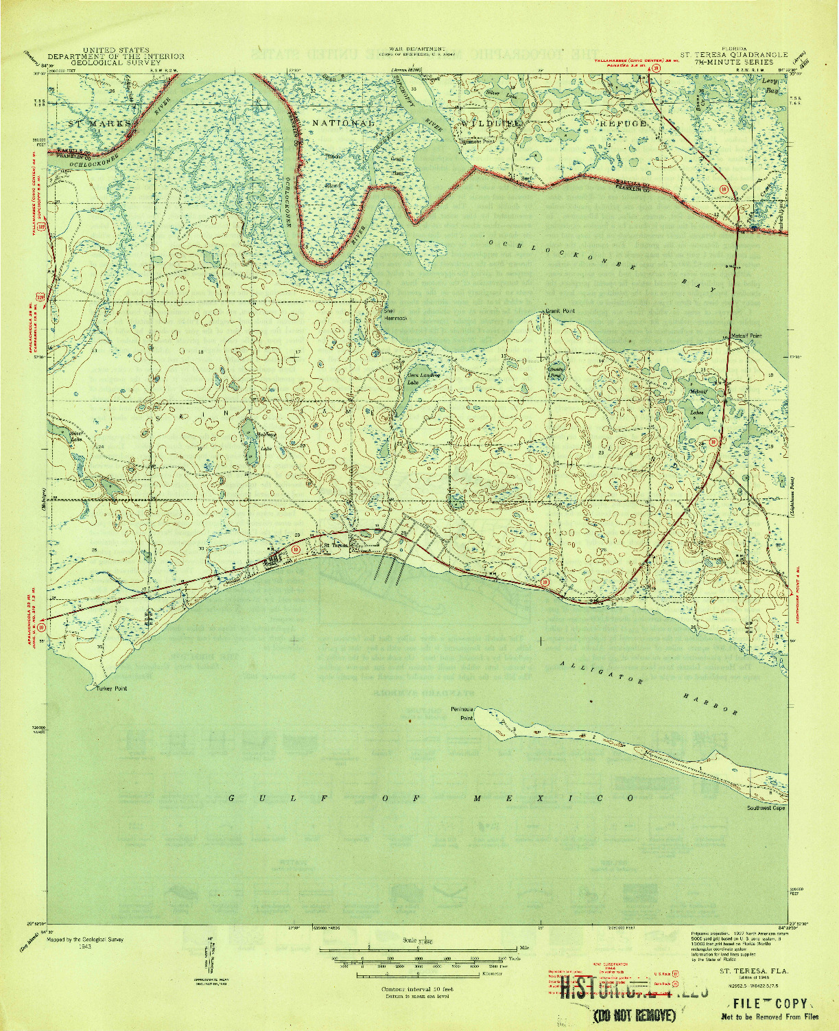 USGS 1:31680-SCALE QUADRANGLE FOR ST TERESA, FL 1945