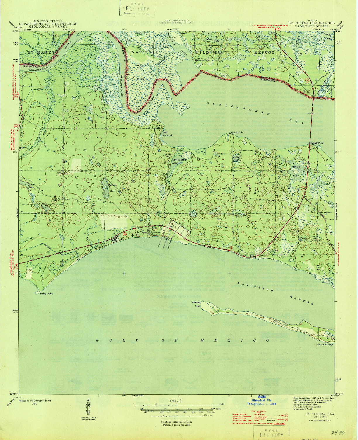 USGS 1:31680-SCALE QUADRANGLE FOR ST TERESA, FL 1945