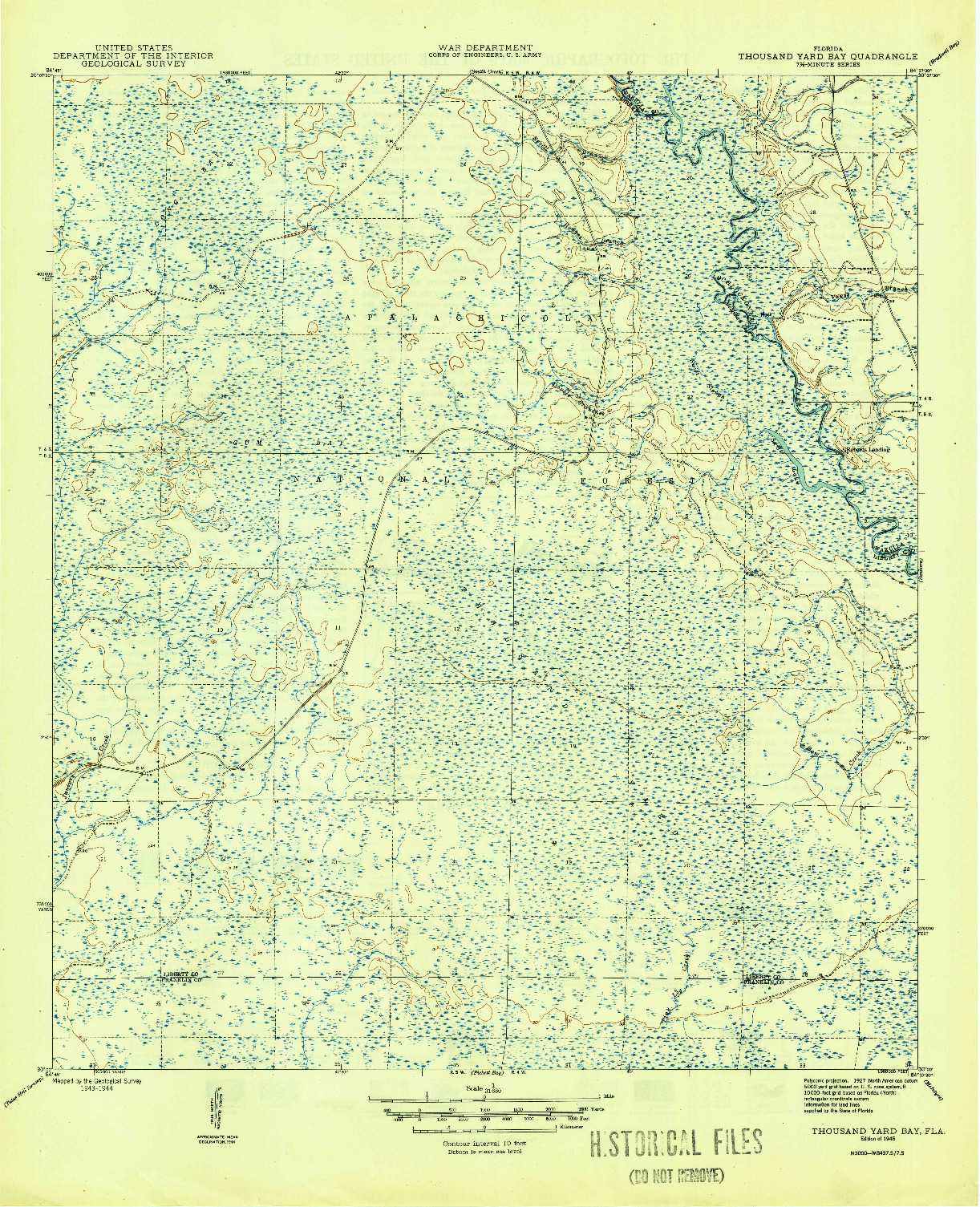 USGS 1:31680-SCALE QUADRANGLE FOR THOUSAND YARD BAY, FL 1945