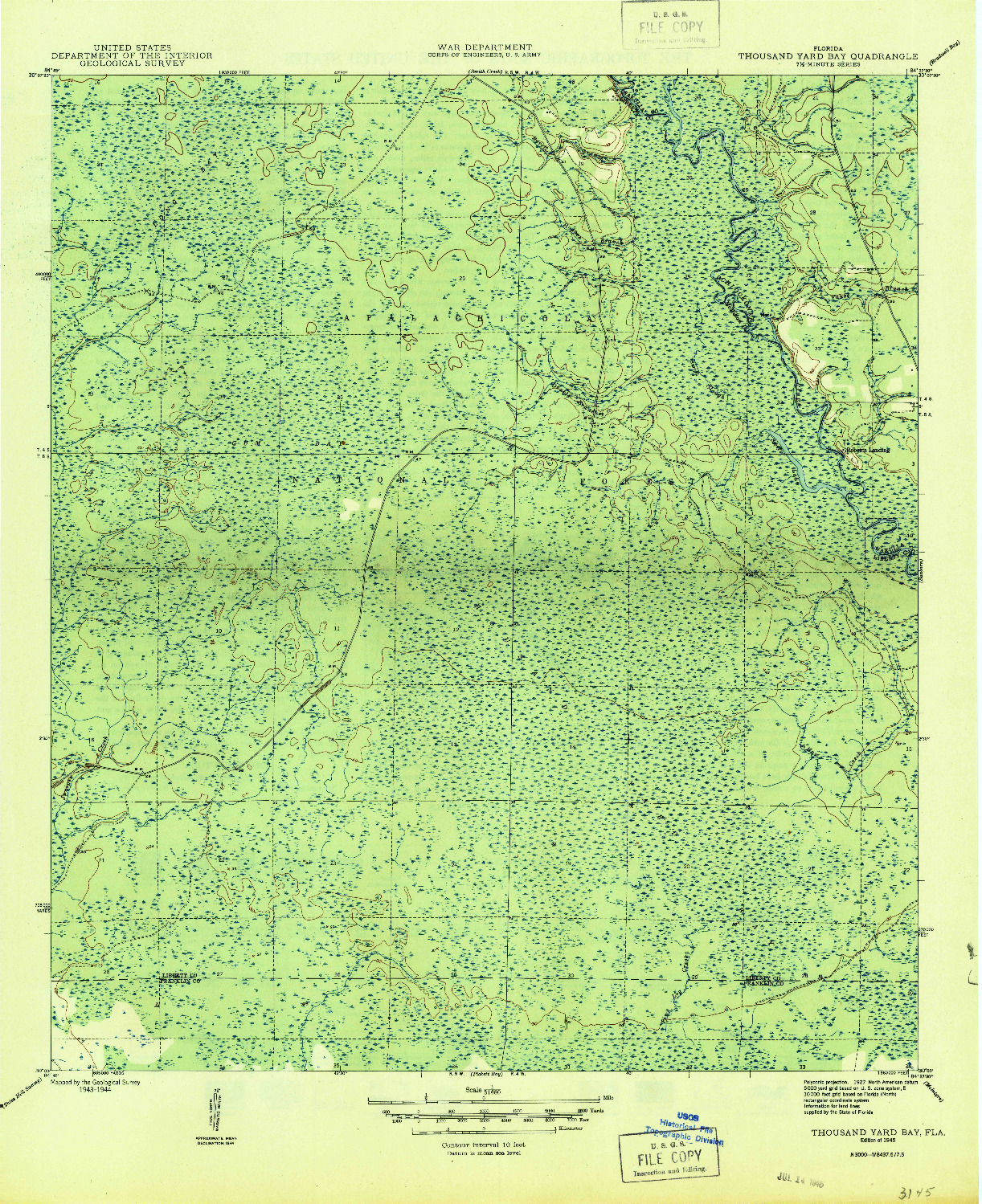 USGS 1:31680-SCALE QUADRANGLE FOR THOUSAND YARD BAY, FL 1945