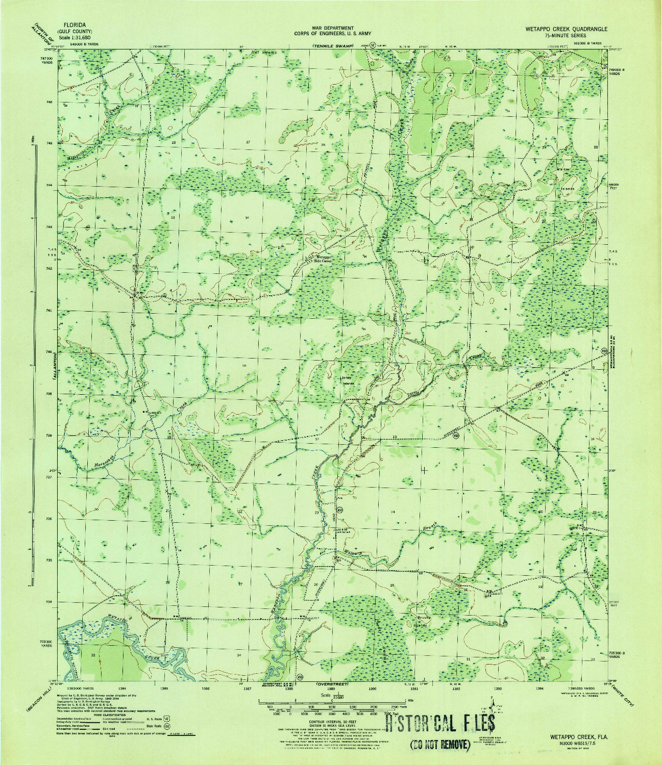 USGS 1:31680-SCALE QUADRANGLE FOR WETAPPO CREEK, FL 1945