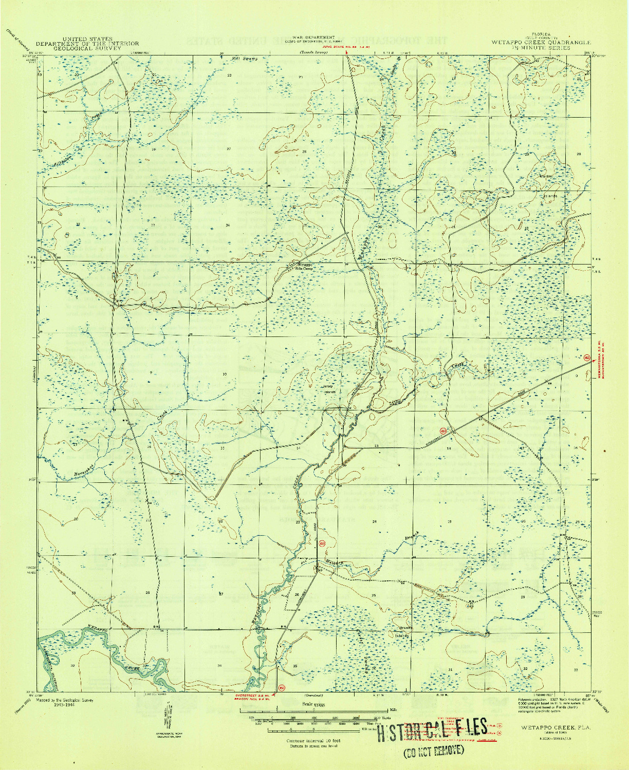 USGS 1:31680-SCALE QUADRANGLE FOR WETAPPO CREEK, FL 1945