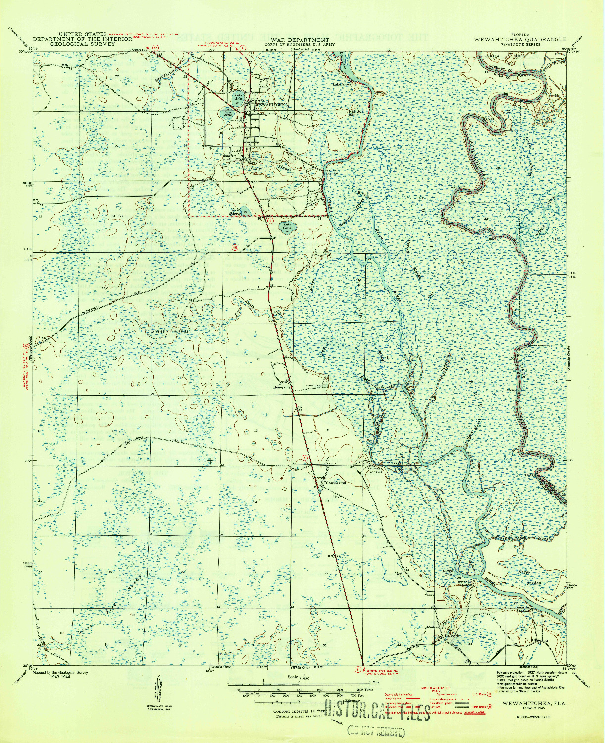 USGS 1:31680-SCALE QUADRANGLE FOR WEWAHITCHKA, FL 1945