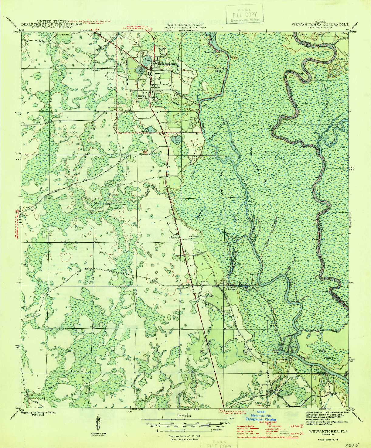 USGS 1:31680-SCALE QUADRANGLE FOR WEWAHITCHKA, FL 1945