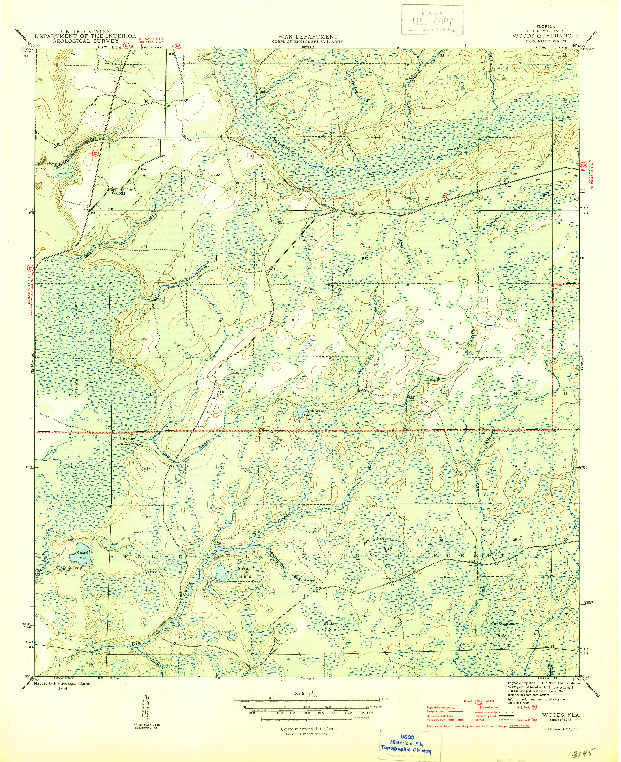 USGS 1:31680-SCALE QUADRANGLE FOR WOODS, FL 1945