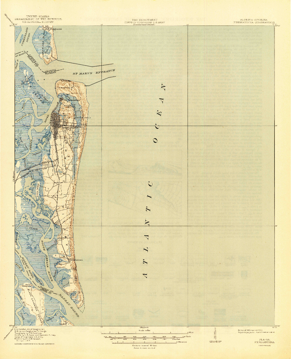 USGS 1:62500-SCALE QUADRANGLE FOR FERNANDINA, FL 1919