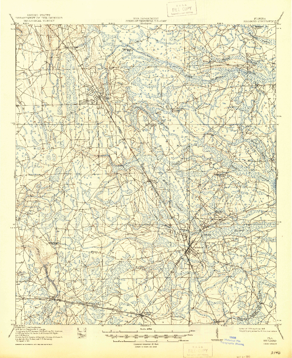 USGS 1:62500-SCALE QUADRANGLE FOR HILLIARD, FL 1919