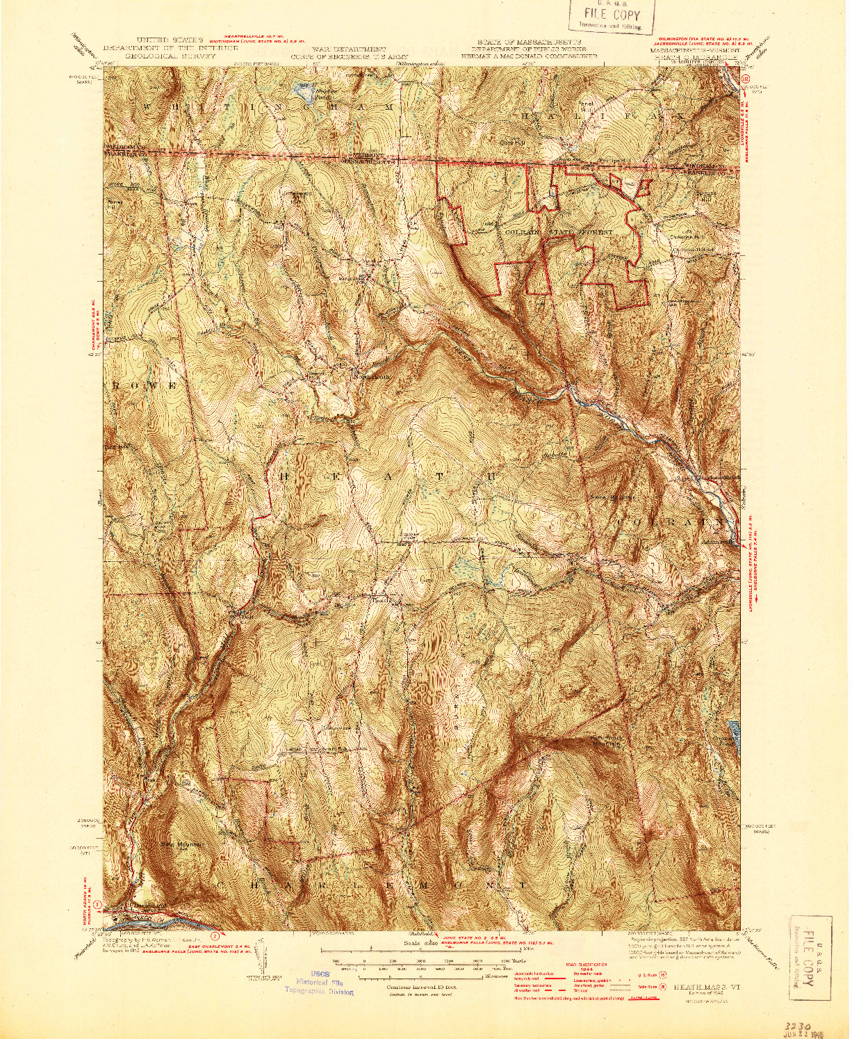 USGS 1:31680-SCALE QUADRANGLE FOR HEATH, MA 1945