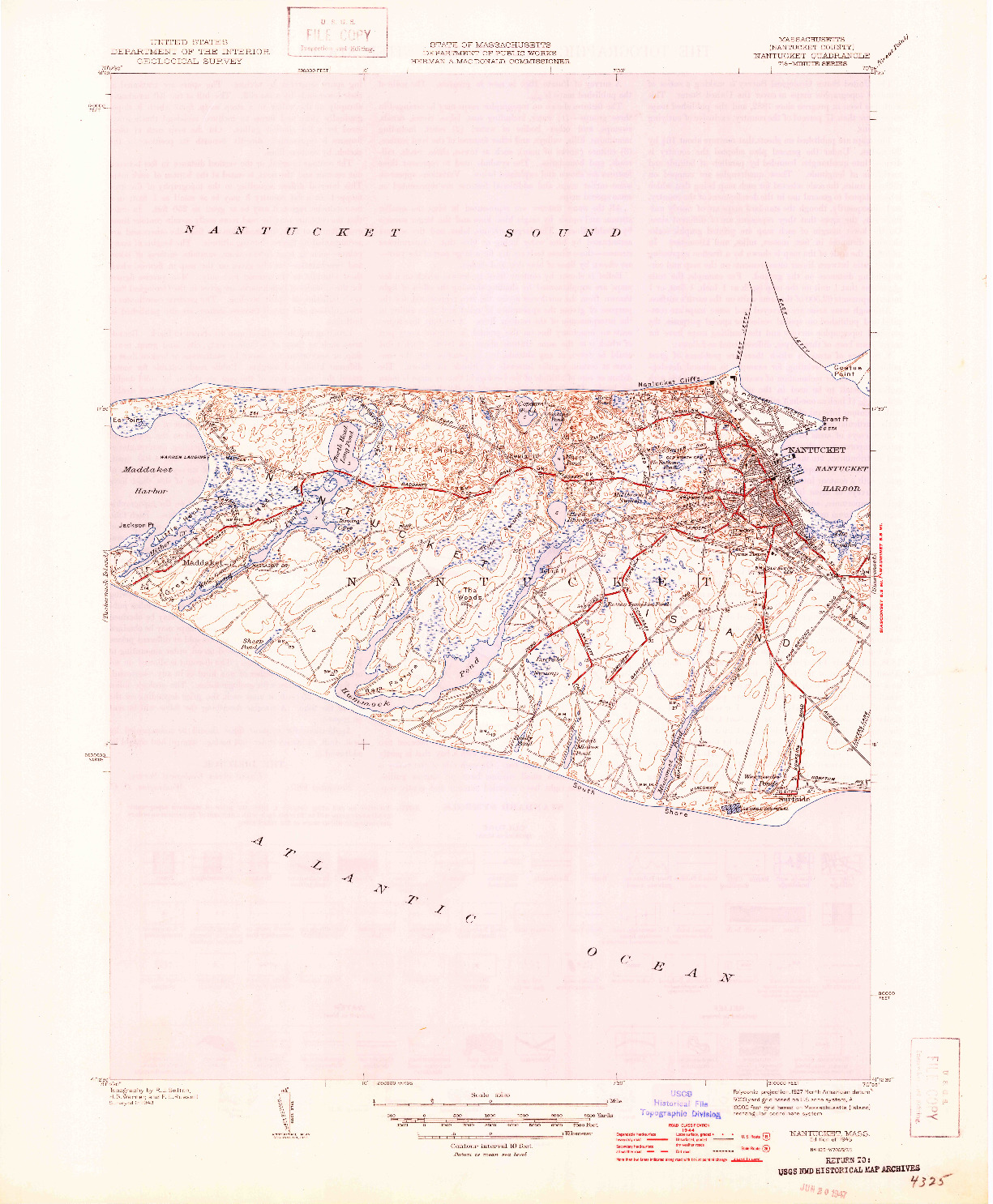 USGS 1:31680-SCALE QUADRANGLE FOR NANTUCKET, MA 1945