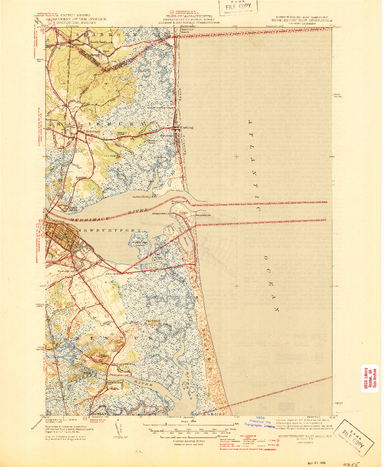 USGS 1:31680-SCALE QUADRANGLE FOR NEWBURYPORT EAST, MA 1945