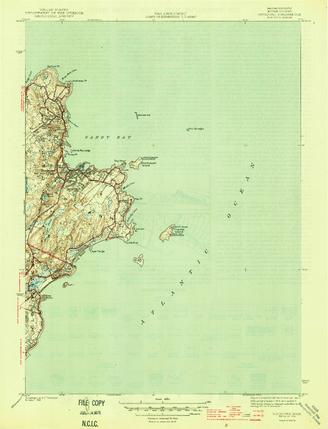 USGS 1:31680-SCALE QUADRANGLE FOR ROCKPORT, MA 1945