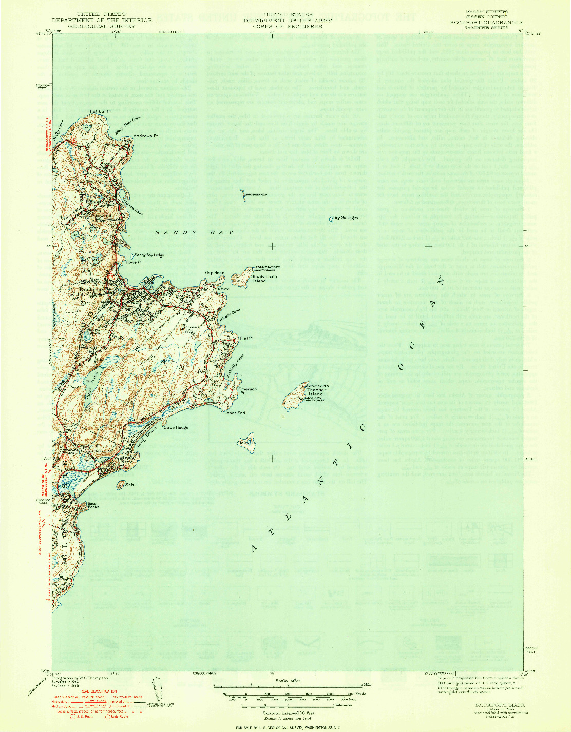 USGS 1:31680-SCALE QUADRANGLE FOR ROCKPORT, MA 1945