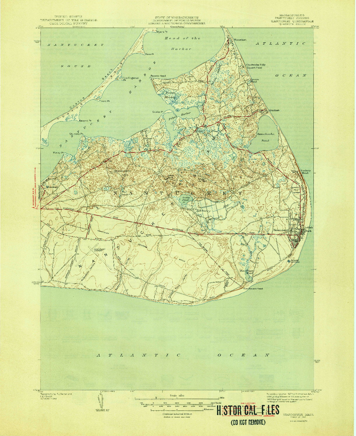 USGS 1:31680-SCALE QUADRANGLE FOR SIASCONSET, MA 1945