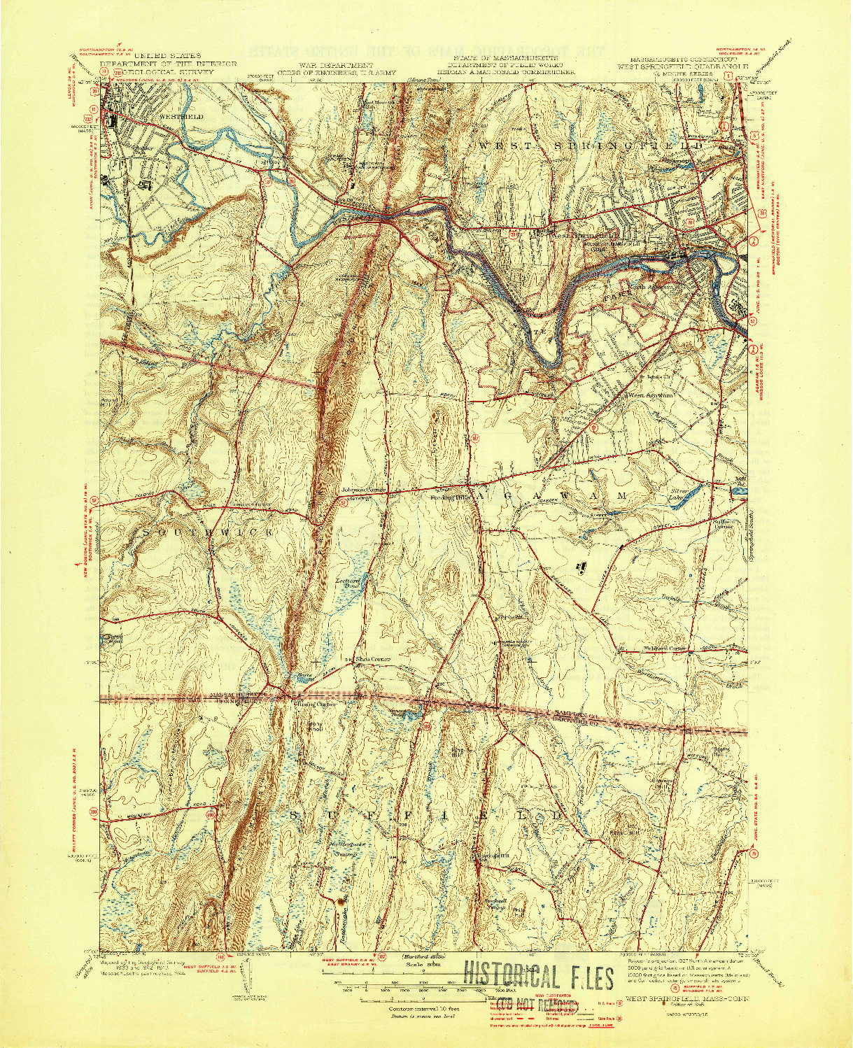 USGS 1:31680-SCALE QUADRANGLE FOR WEST SPRINGFIELD, MA 1945