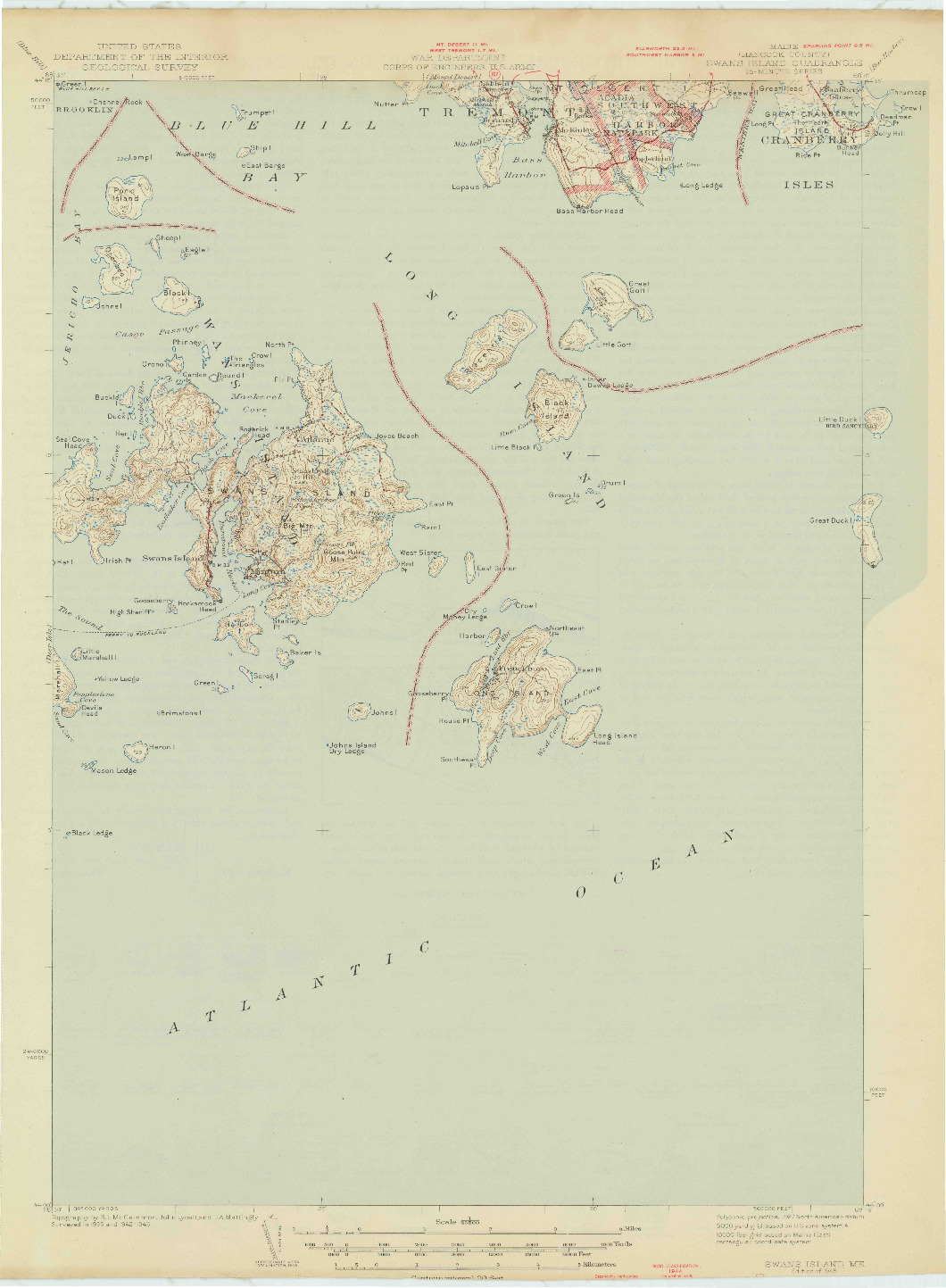 USGS 1:62500-SCALE QUADRANGLE FOR SWANS ISLAND, ME 1945