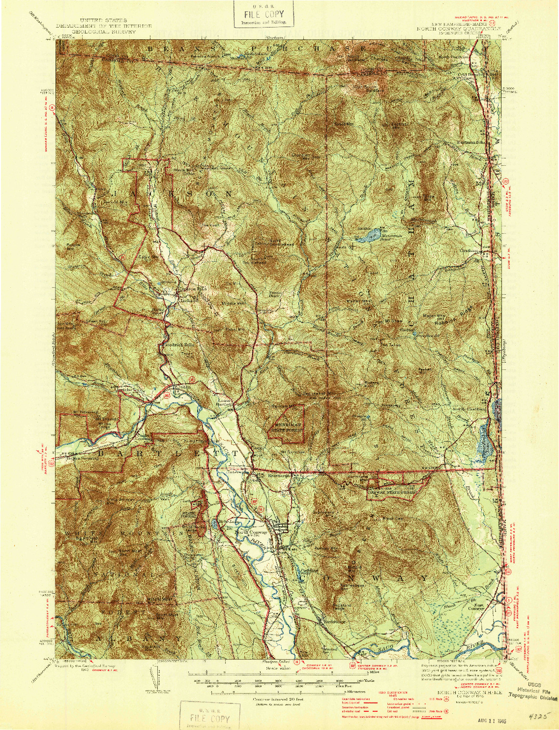 USGS 1:62500-SCALE QUADRANGLE FOR NORTH CONWAY, NH 1945