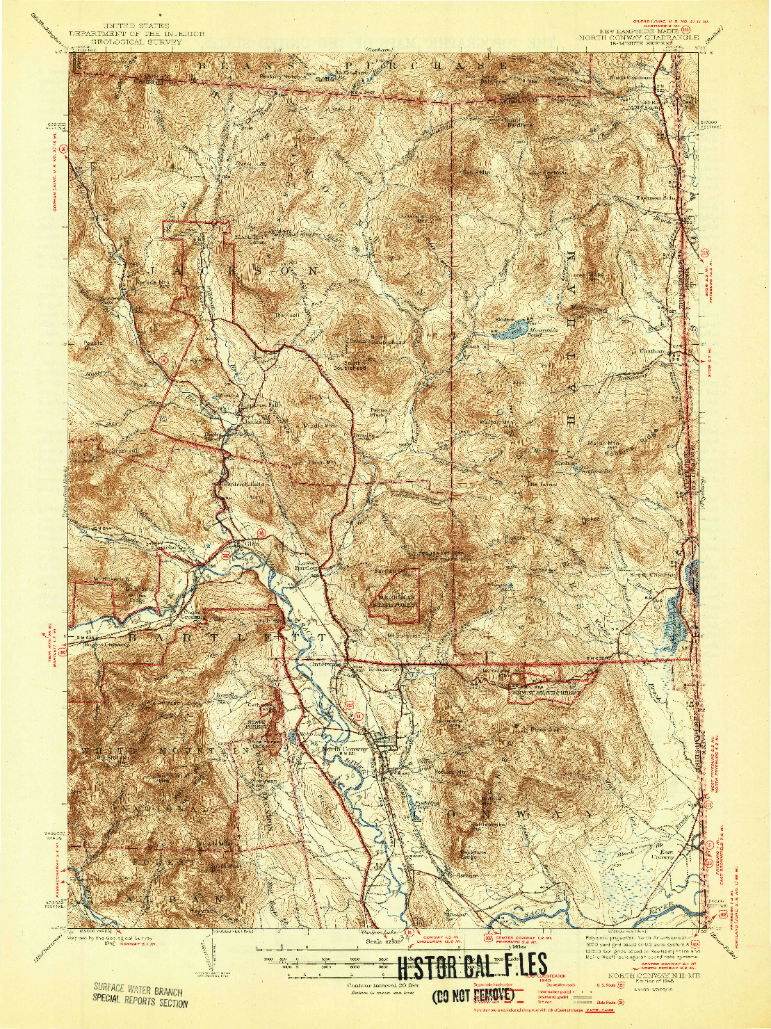 USGS 1:62500-SCALE QUADRANGLE FOR NORTH CONWAY, NH 1945