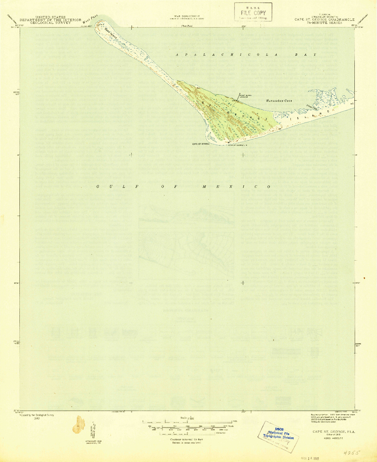 USGS 1:31680-SCALE QUADRANGLE FOR CAPE ST. GEORGE, FL 1945