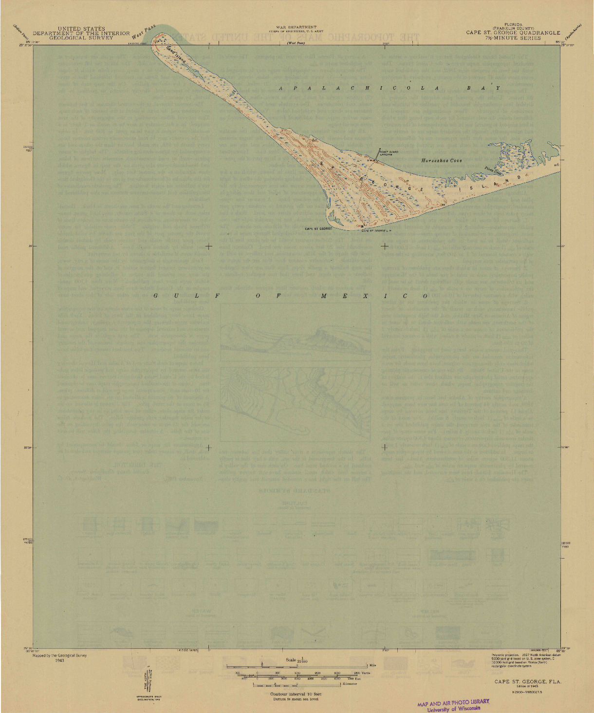 USGS 1:31680-SCALE QUADRANGLE FOR CAPE ST. GEORGE, FL 1945