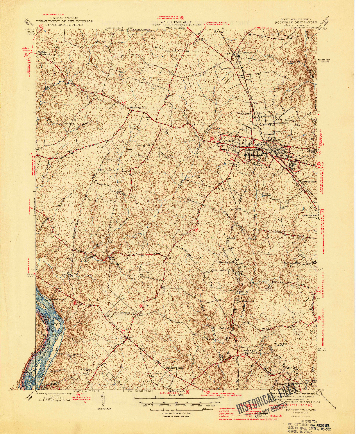 USGS 1:31680-SCALE QUADRANGLE FOR ROCKVILLE, MD 1945