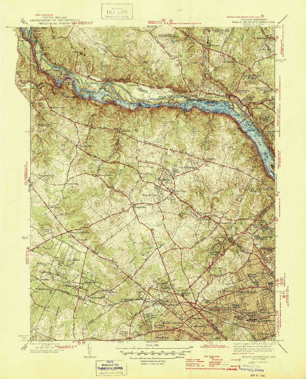 USGS 1:31680-SCALE QUADRANGLE FOR FALLS CHURCH, VA 1945