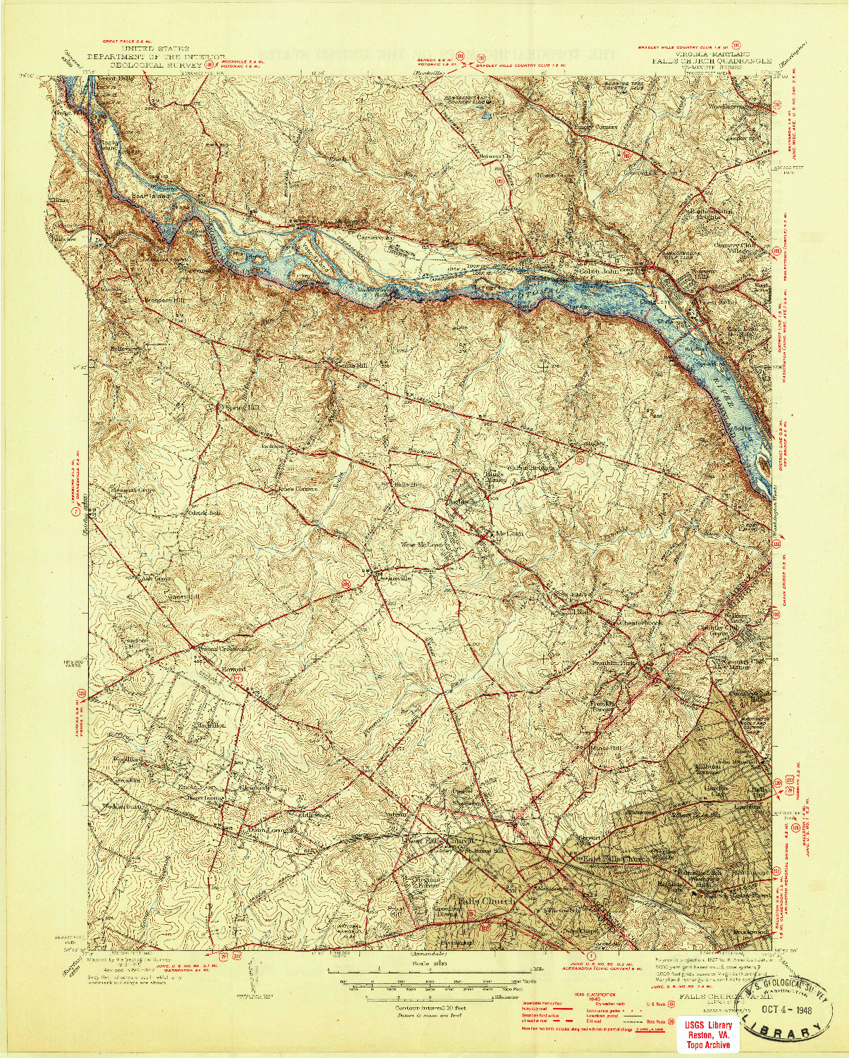 USGS 1:31680-SCALE QUADRANGLE FOR FALLS CHURCH, VA 1945