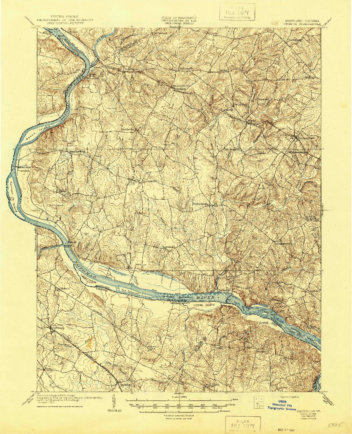 USGS 1:62500-SCALE QUADRANGLE FOR SENECA, MD 1908